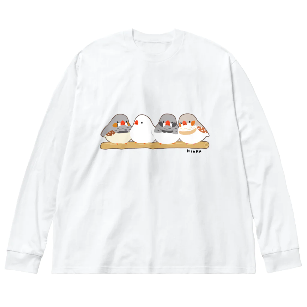 TeaDrop.Cのキンカチョウ（枠付き） ビッグシルエットロングスリーブTシャツ