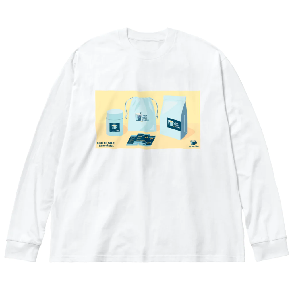 Teal Blue CoffeeのCOFFEE GIFT -Chocolate- YELLOW Ver. ビッグシルエットロングスリーブTシャツ