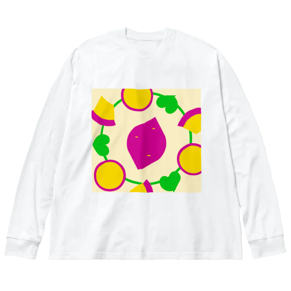 pastelia　shopの①🍠さつまいものアイコン Sweet potato icon ビッグシルエットロングスリーブTシャツ