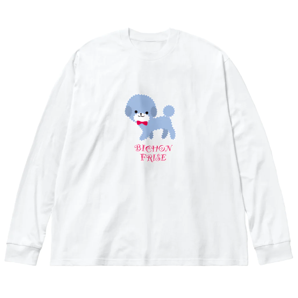 tomokomiyagamiのビションフリーゼ ブルー ビッグシルエットロングスリーブTシャツ