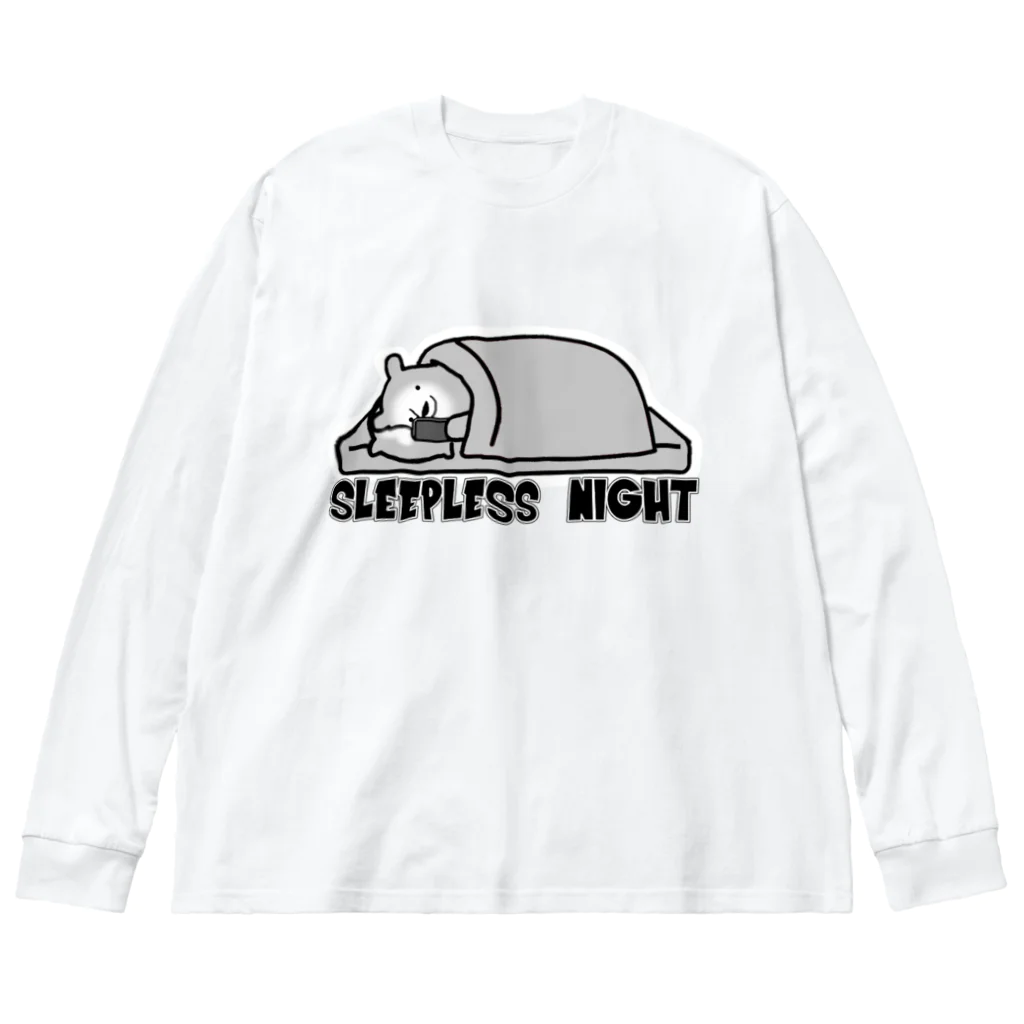 シロクマ商店の眠れないクマ ビッグシルエットロングスリーブTシャツ