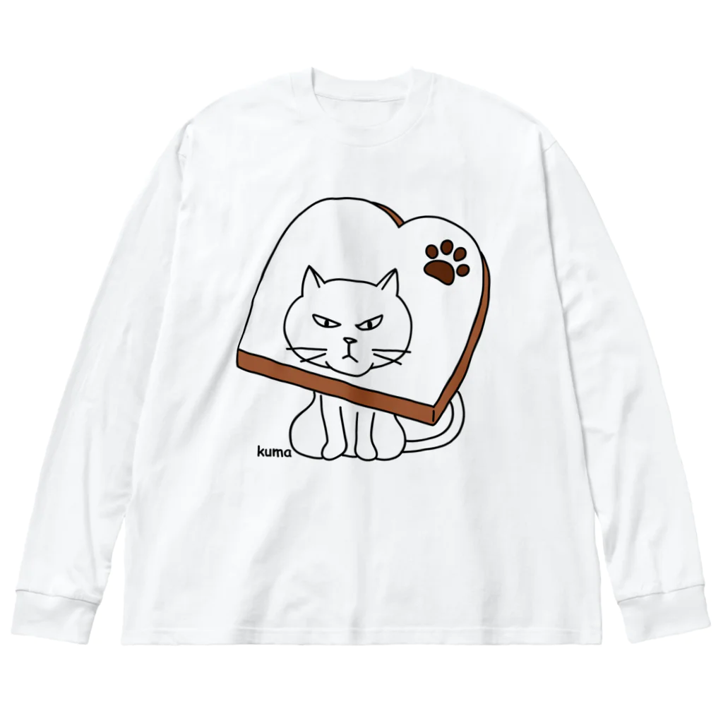 mkumakumaのにゃんこパン ビッグシルエットロングスリーブTシャツ