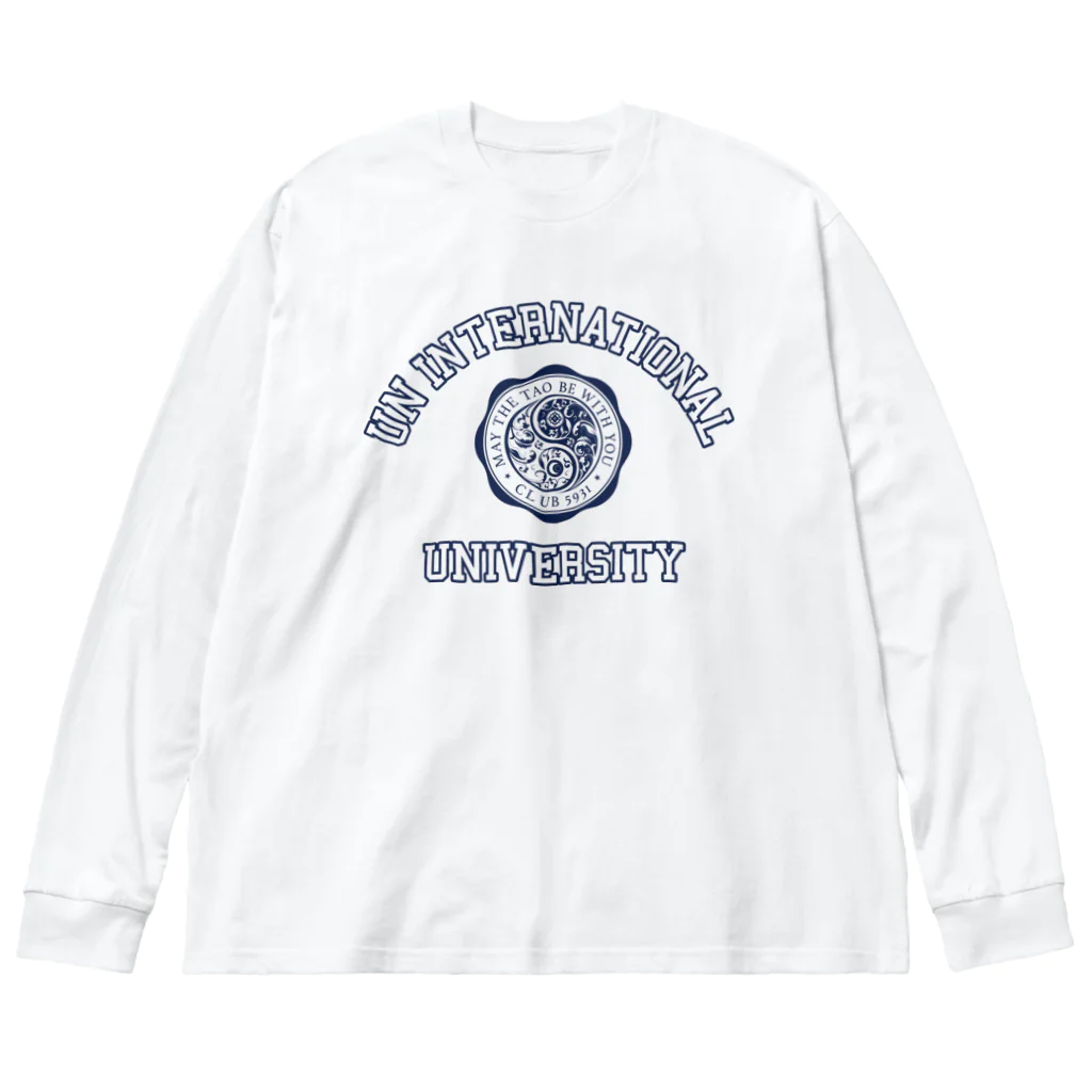 【SEVA】 （雲黒斎 公式ショップ ）のUN INTERNATIONAL UNIVERSITY （NAVY PRINT） ビッグシルエットロングスリーブTシャツ