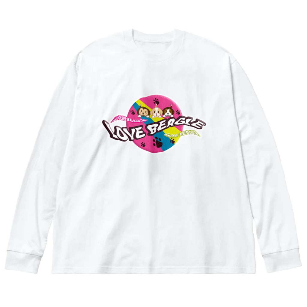 イラストカフェ（ビーグル）のLOVE BEAGLE サイケ ビッグシルエットロングスリーブTシャツ