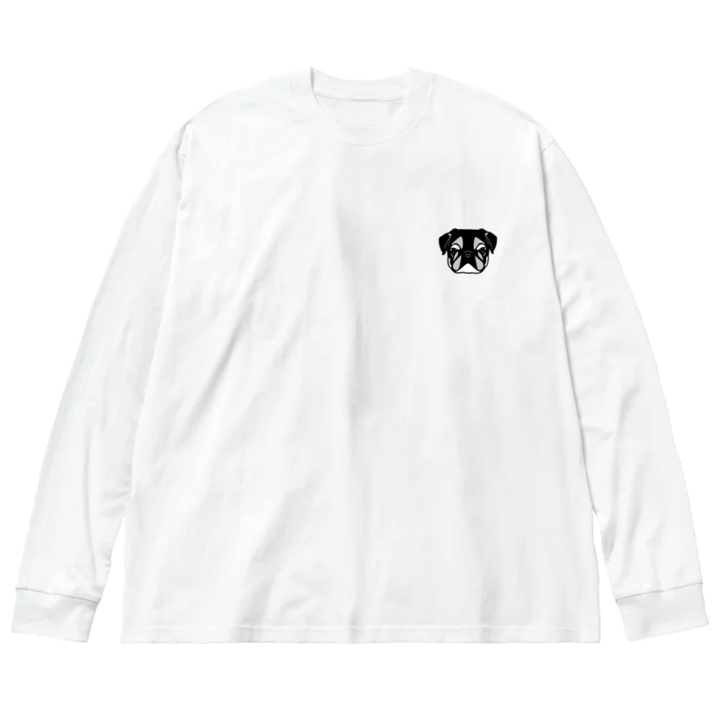 PugPug_SHOの黒パグ_シンプルver. ビッグシルエットロングスリーブTシャツ