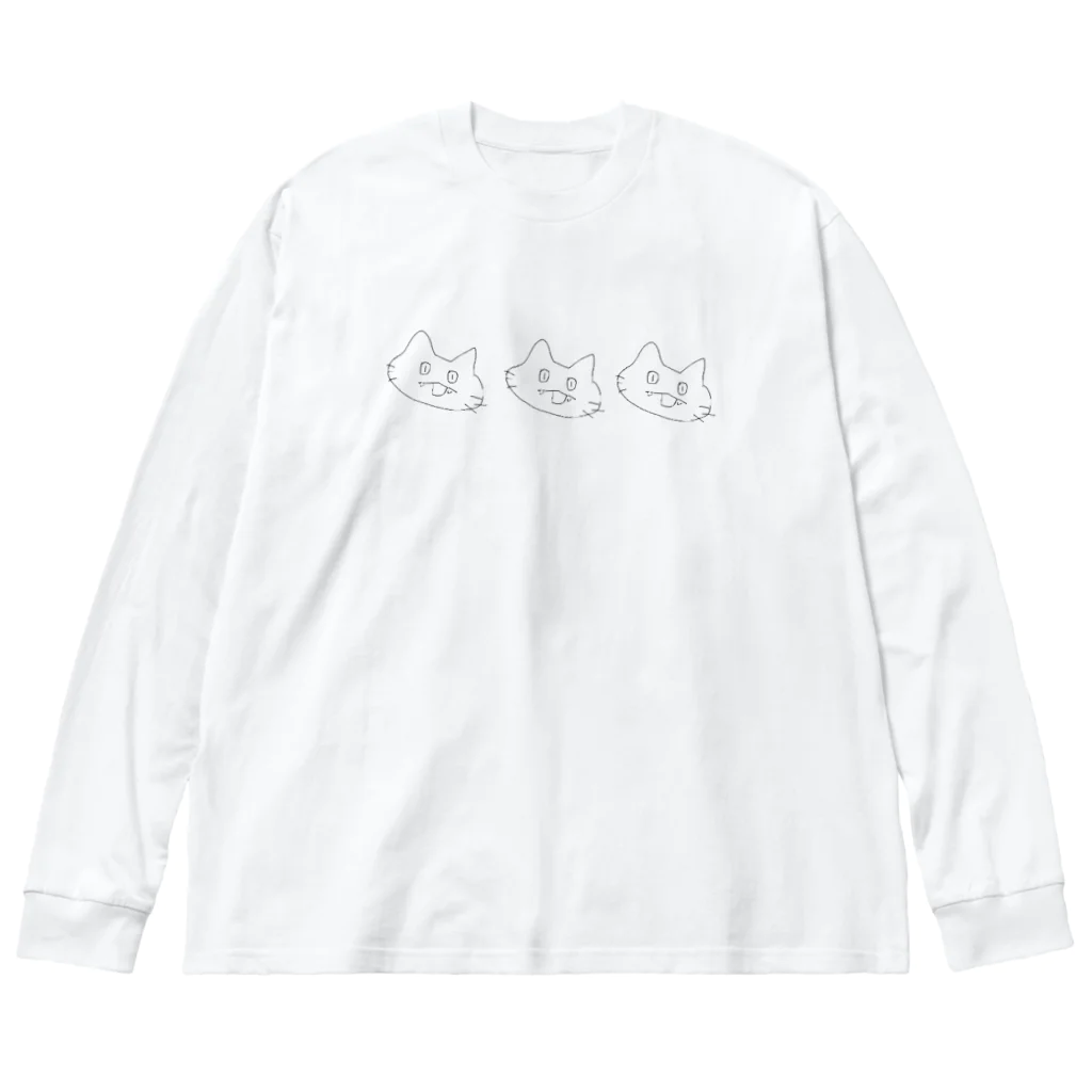 ねこうさぎのねっこ3連ロンT Big Long Sleeve T-Shirt