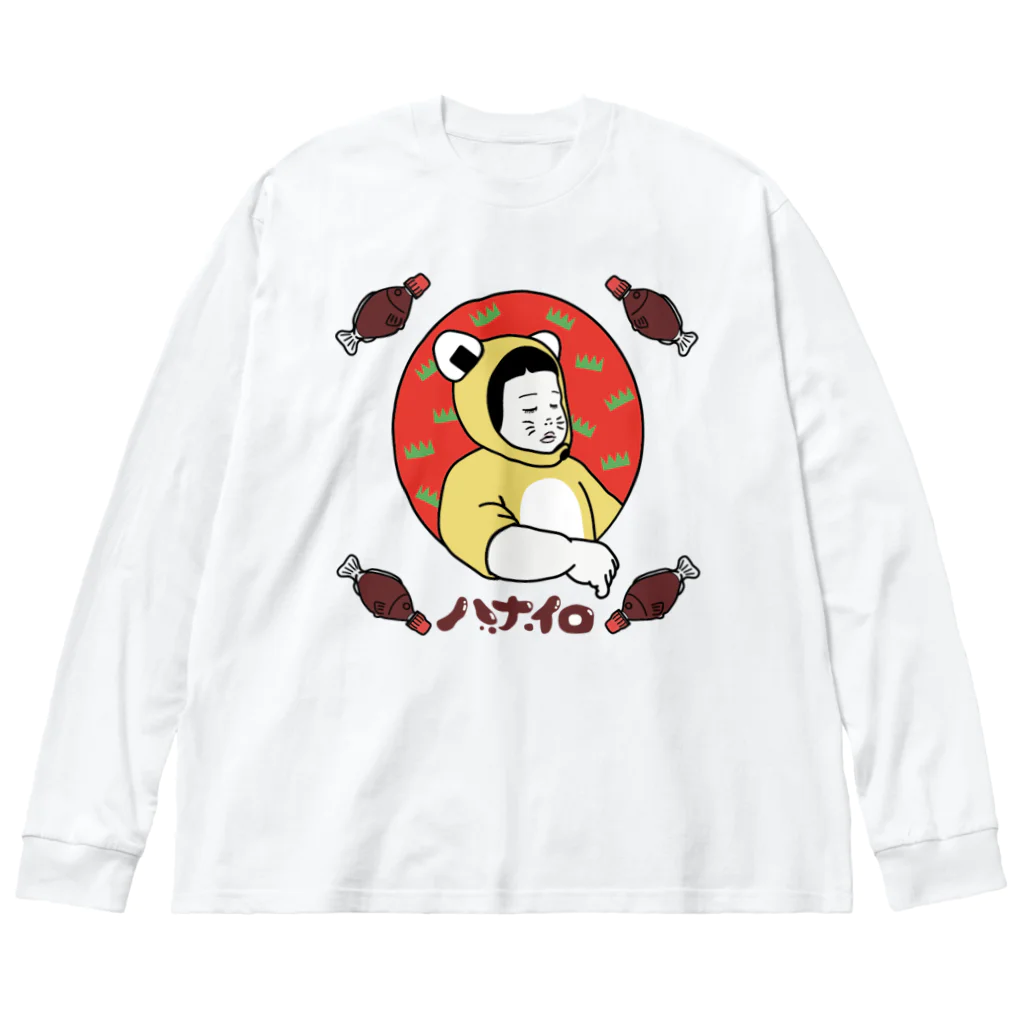 ハナイロの怖瞑　おにぎりねこ ビッグシルエットロングスリーブTシャツ