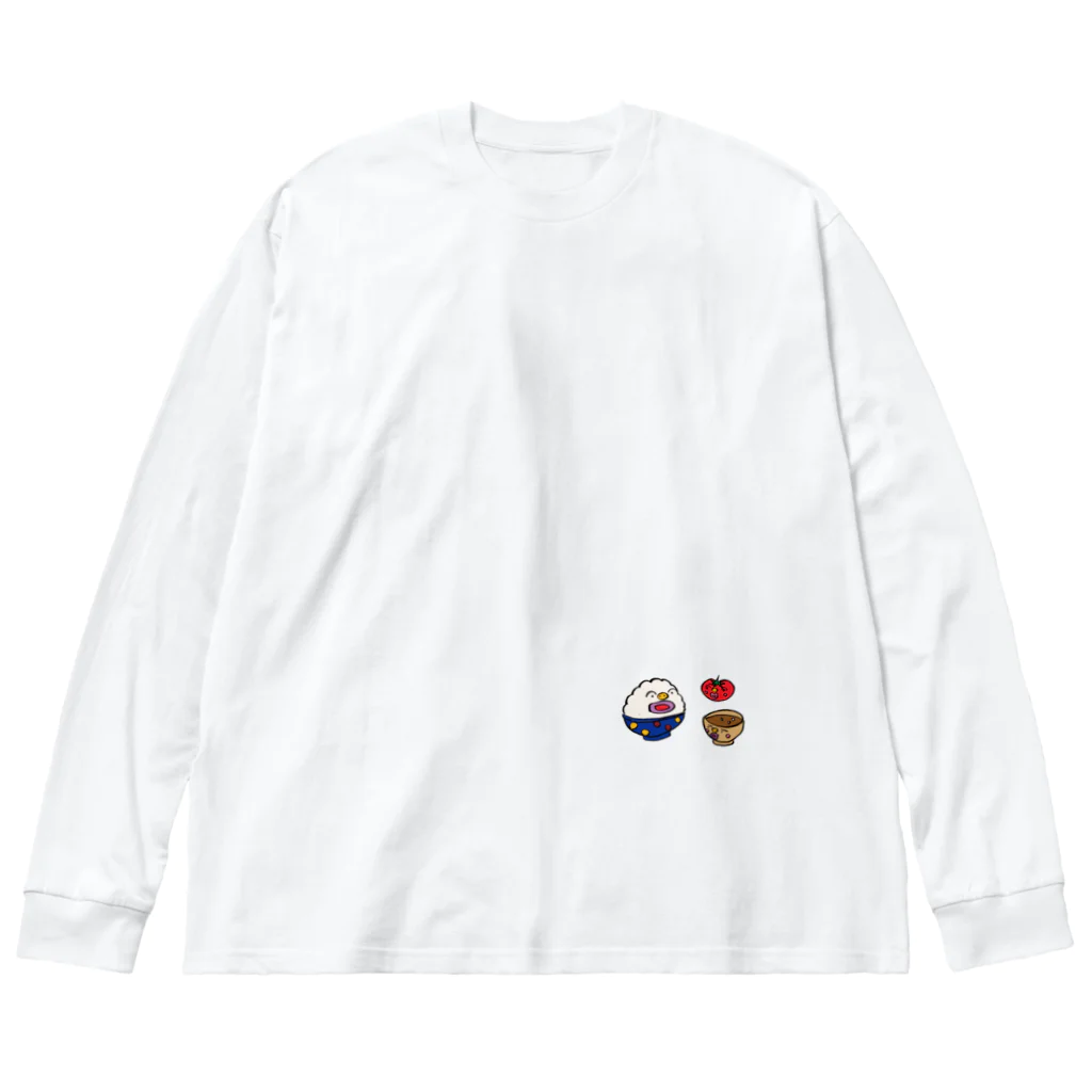 ごはんくんと仲間たちのごはんくんとトマトちゃんと味噌汁くん Big Long Sleeve T-Shirt