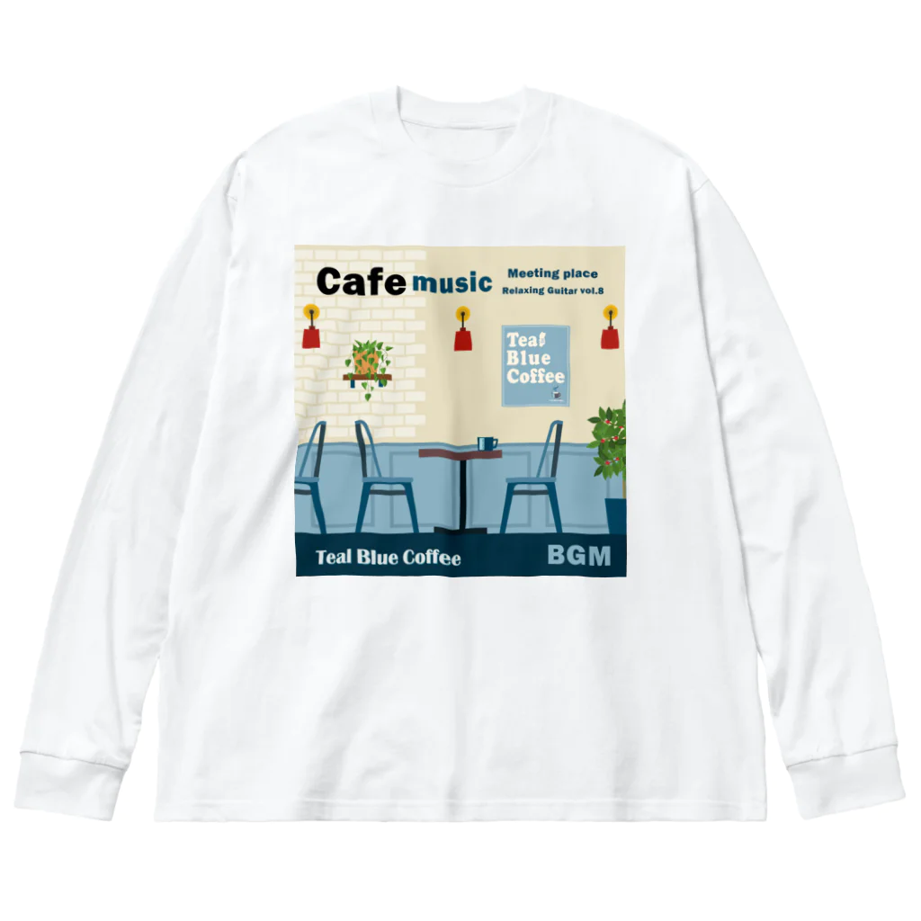 Teal Blue CoffeeのCafe music - Meeting place - ビッグシルエットロングスリーブTシャツ