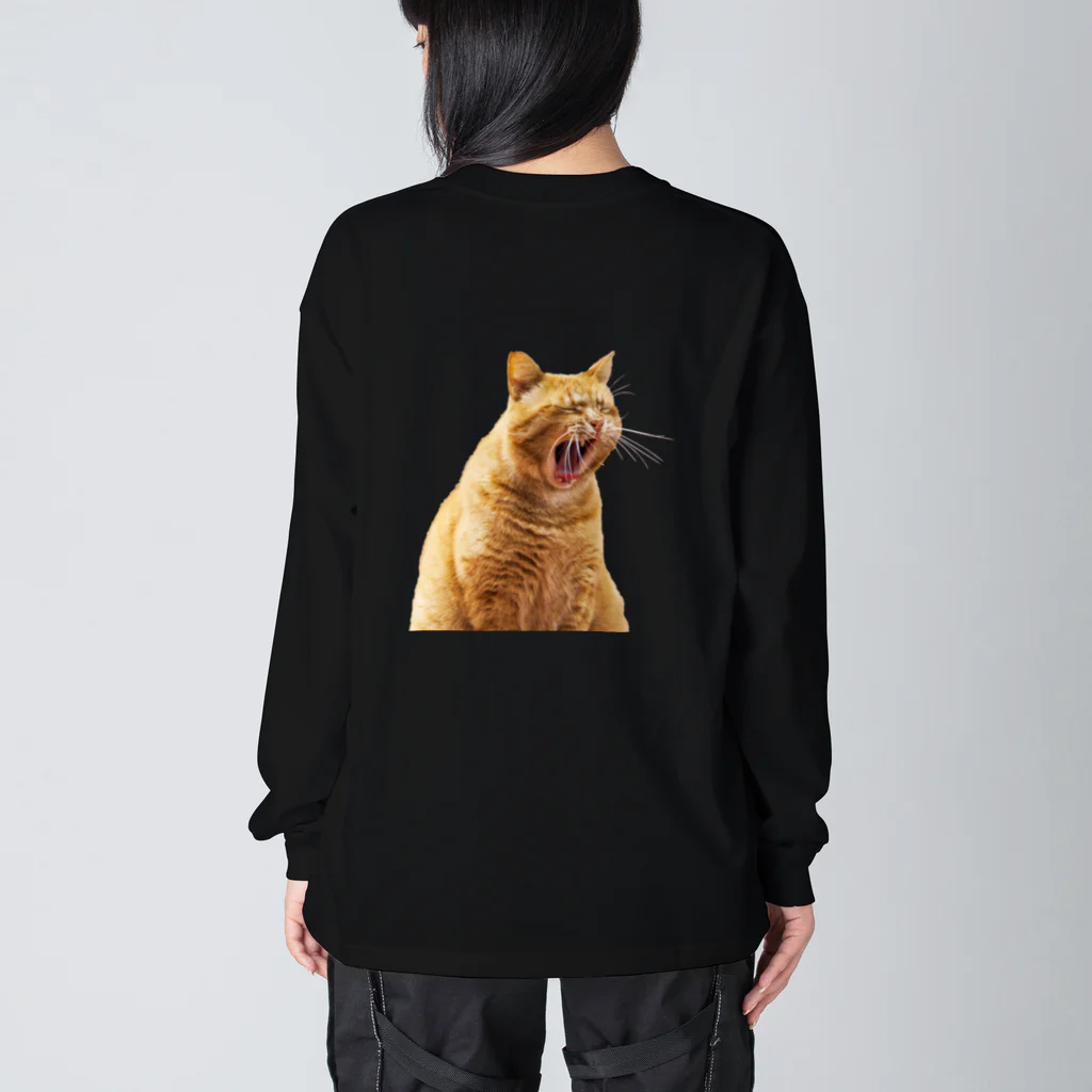 umameshiのあくびネコ / yawning cat ビッグシルエットロングスリーブTシャツ