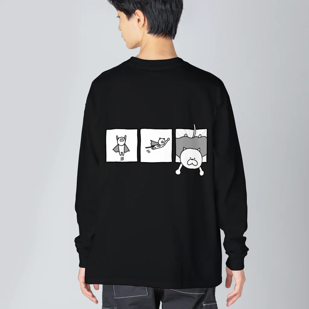 Techi-techiのねこヒーロー　バックプリント Big Long Sleeve T-Shirt