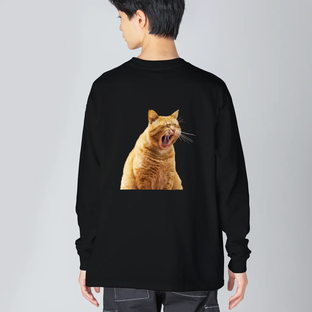 umameshiのあくびネコ / yawning cat ビッグシルエットロングスリーブTシャツ