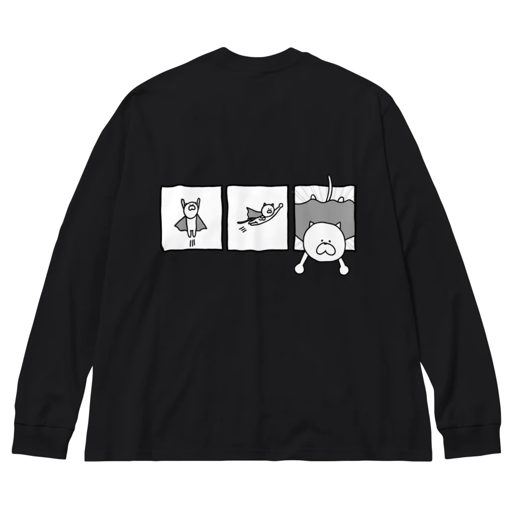 Techi-techiのねこヒーロー　バックプリント Big Long Sleeve T-Shirt