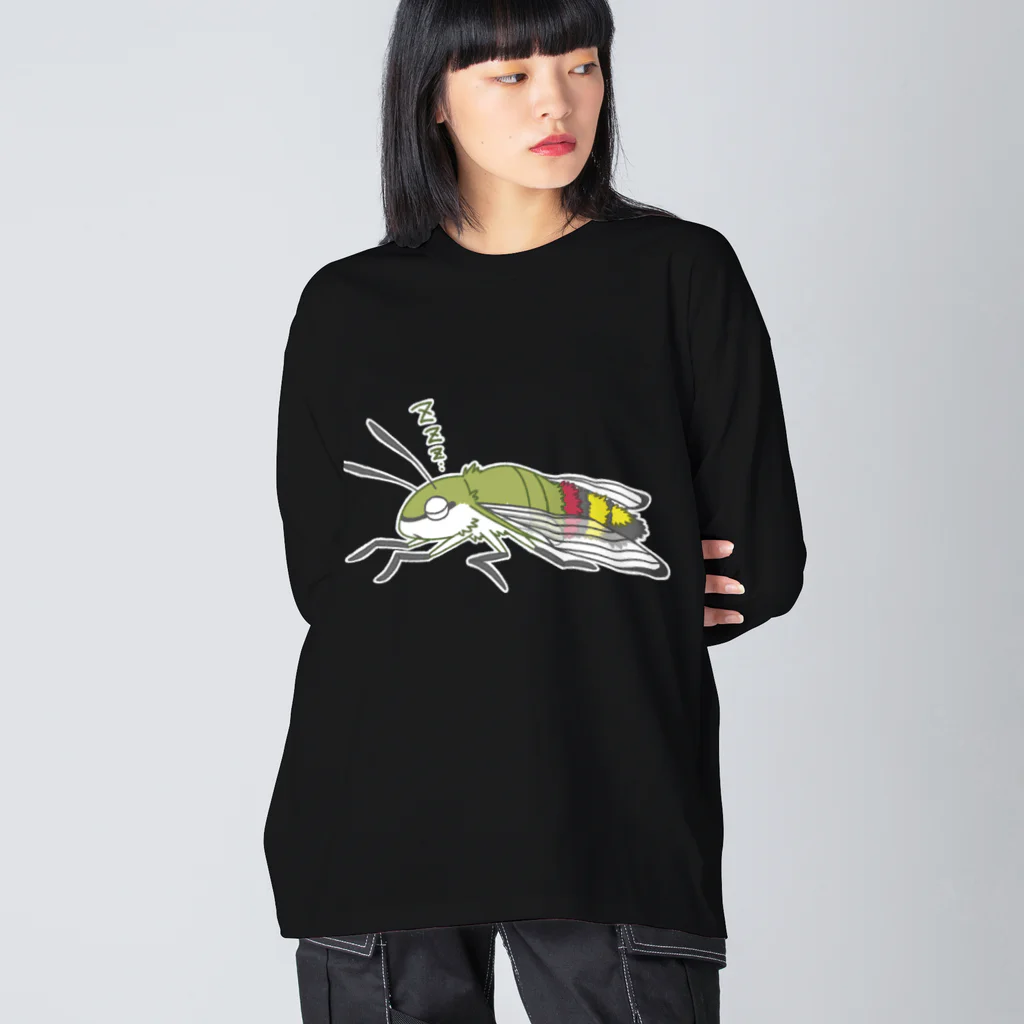 魚の目玉 SUZURI店の眠るオオスカシバ ビッグシルエットロングスリーブTシャツ