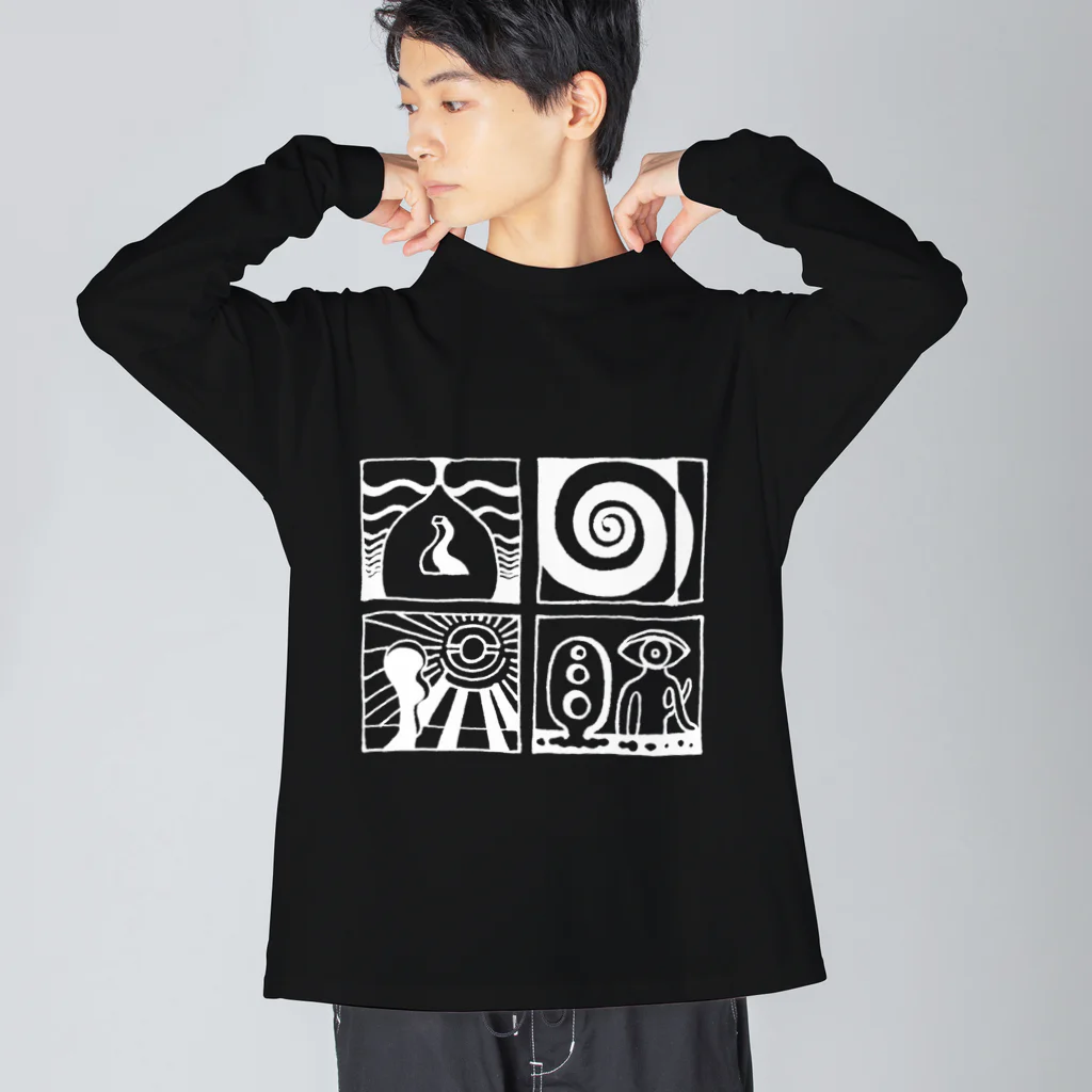 太陽の眼の太陽の眼 文字絵(白/前面) ビッグシルエットロングスリーブTシャツ