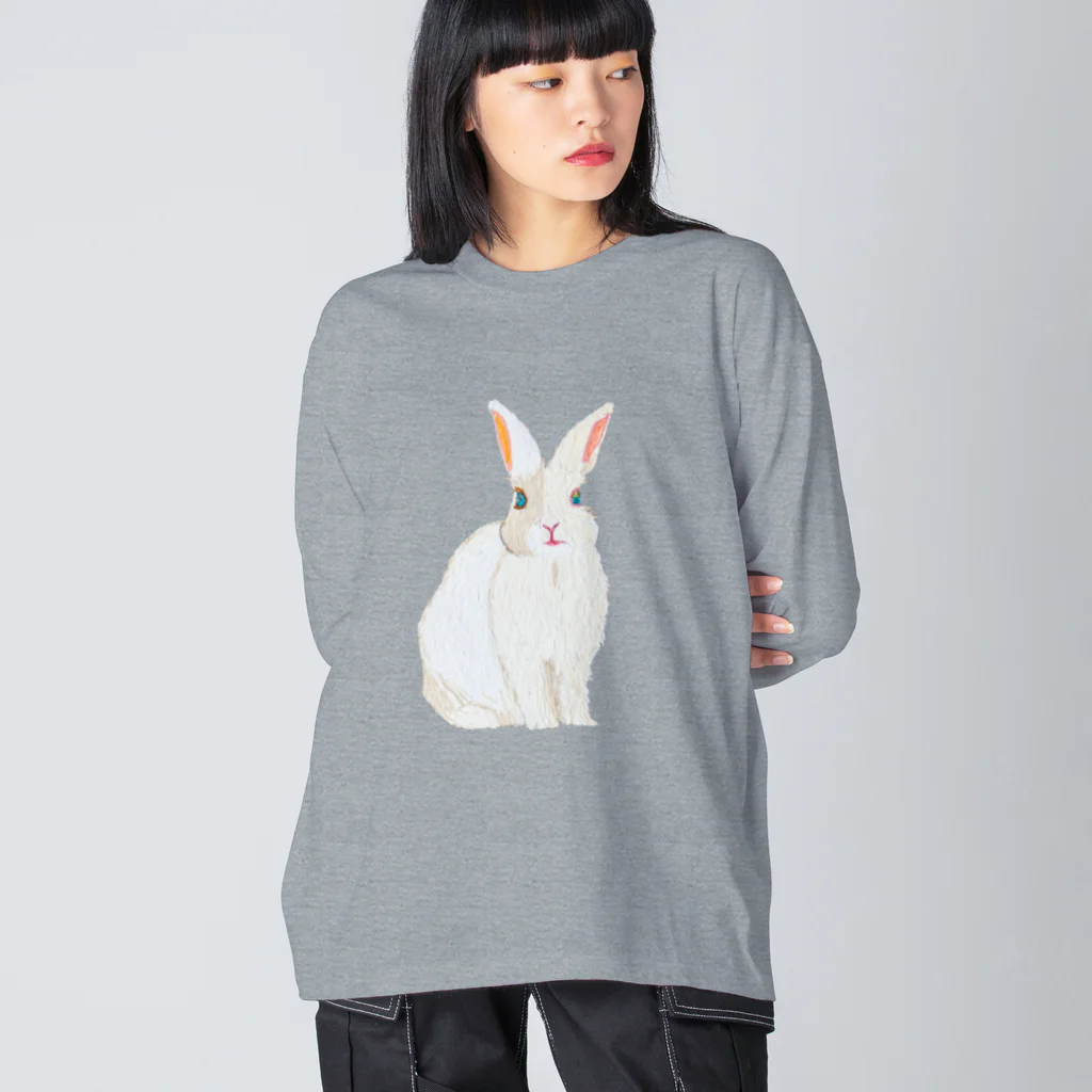 rabbit loverのフワフワうさぎ（白） ビッグシルエットロングスリーブTシャツ