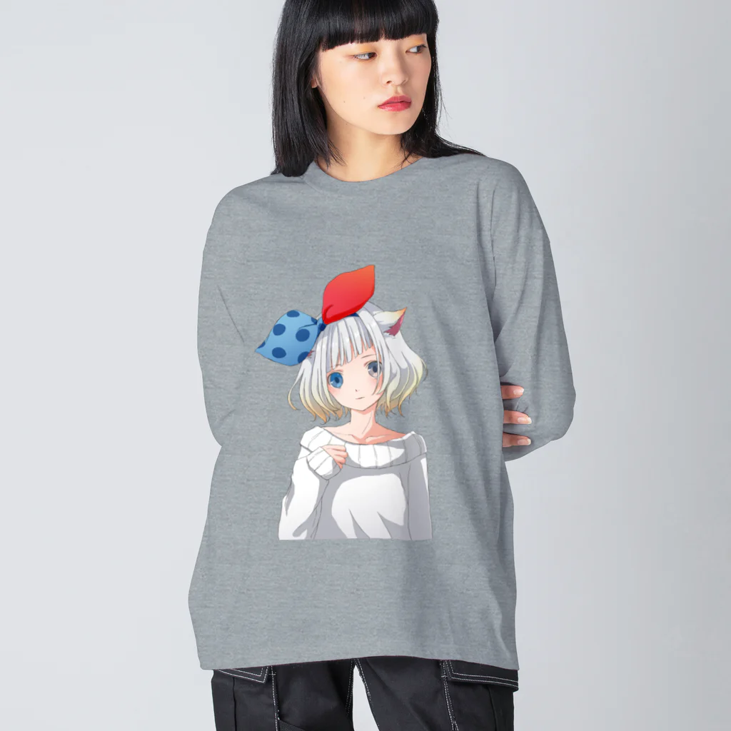 麦猫工房のしろ麦ネコさん Big Long Sleeve T-Shirt