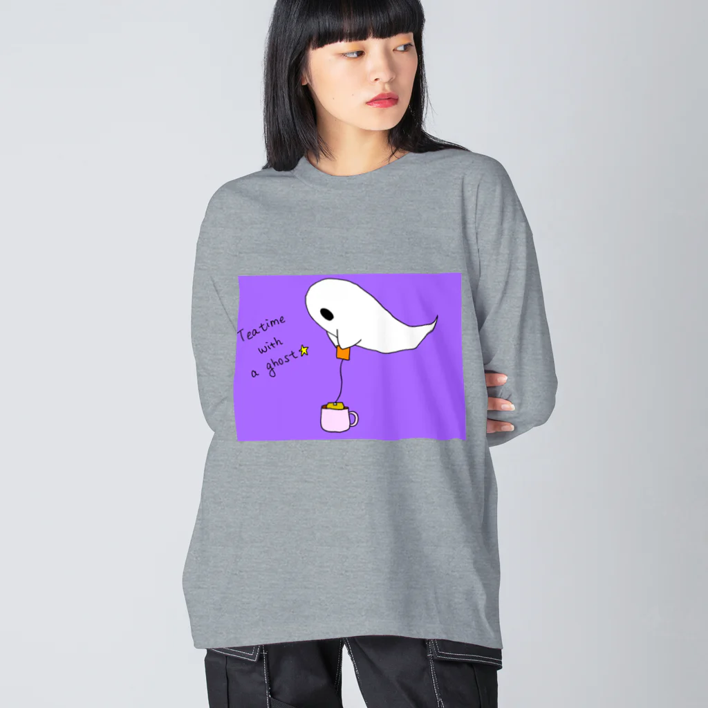 喫茶みどり信号のオバケとティータイム(色の変更可能) Big Long Sleeve T-Shirt