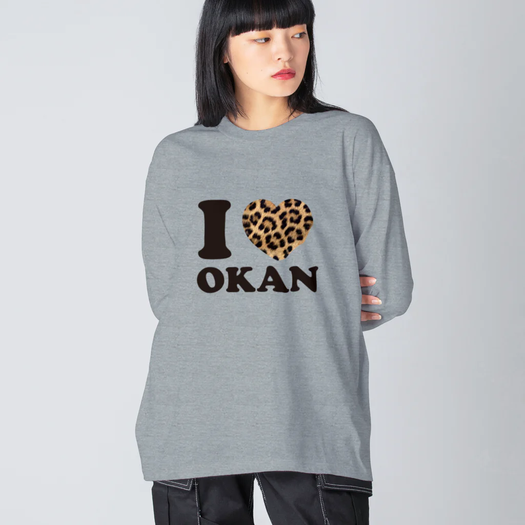 キッズモード某のI love okanヒョウ柄 Big Long Sleeve T-Shirt