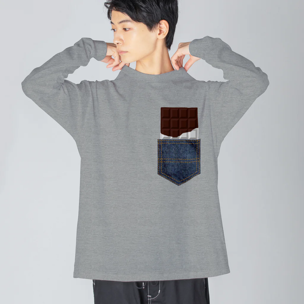 キッズモード某のチョコレートインデニムポケット ビッグシルエットロングスリーブTシャツ