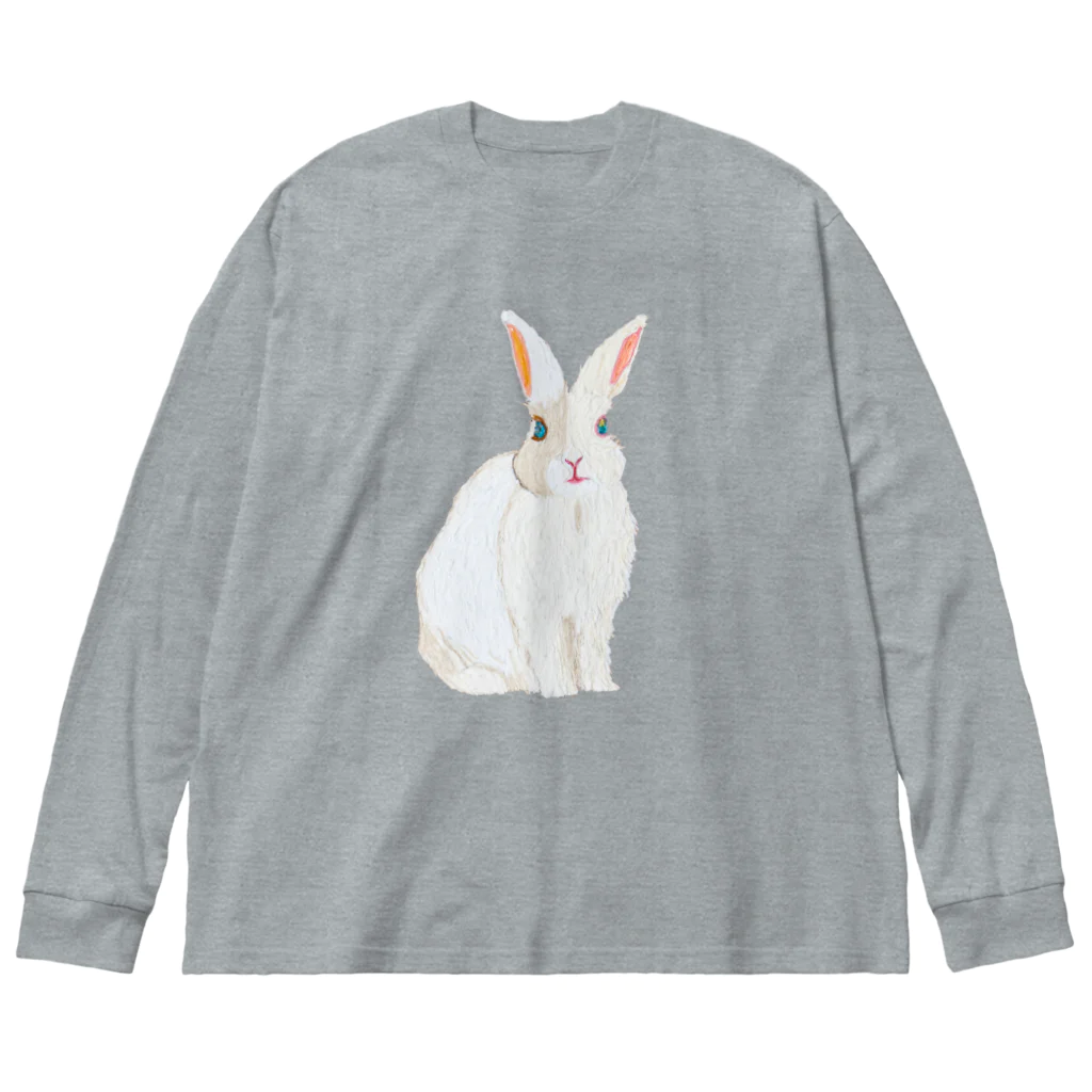 rabbit loverのフワフワうさぎ（白） ビッグシルエットロングスリーブTシャツ