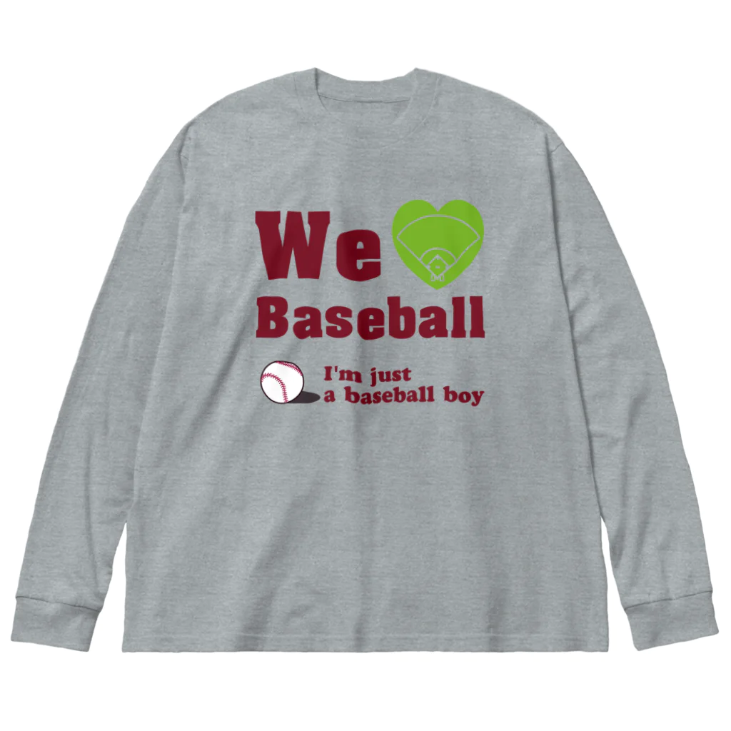 キッズモード某のWe love Baseball(レッド) ビッグシルエットロングスリーブTシャツ