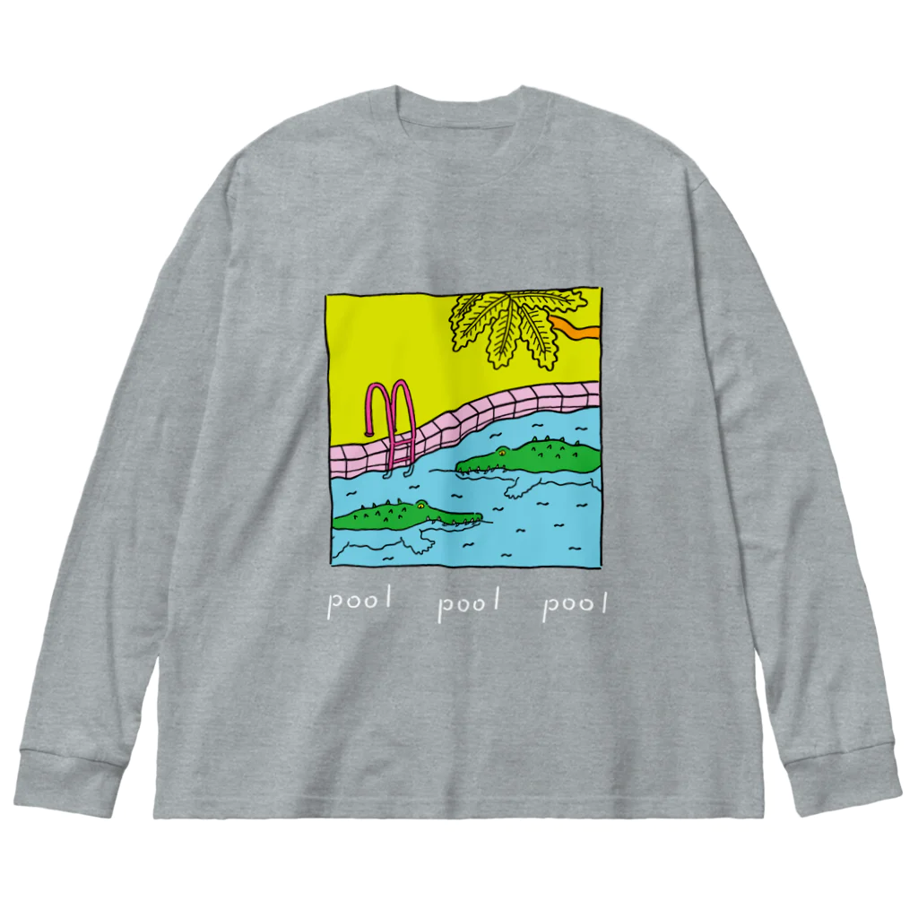 Futakawa Mayuのグッズショップのpool ワニ 白文字 Big Long Sleeve T-Shirt