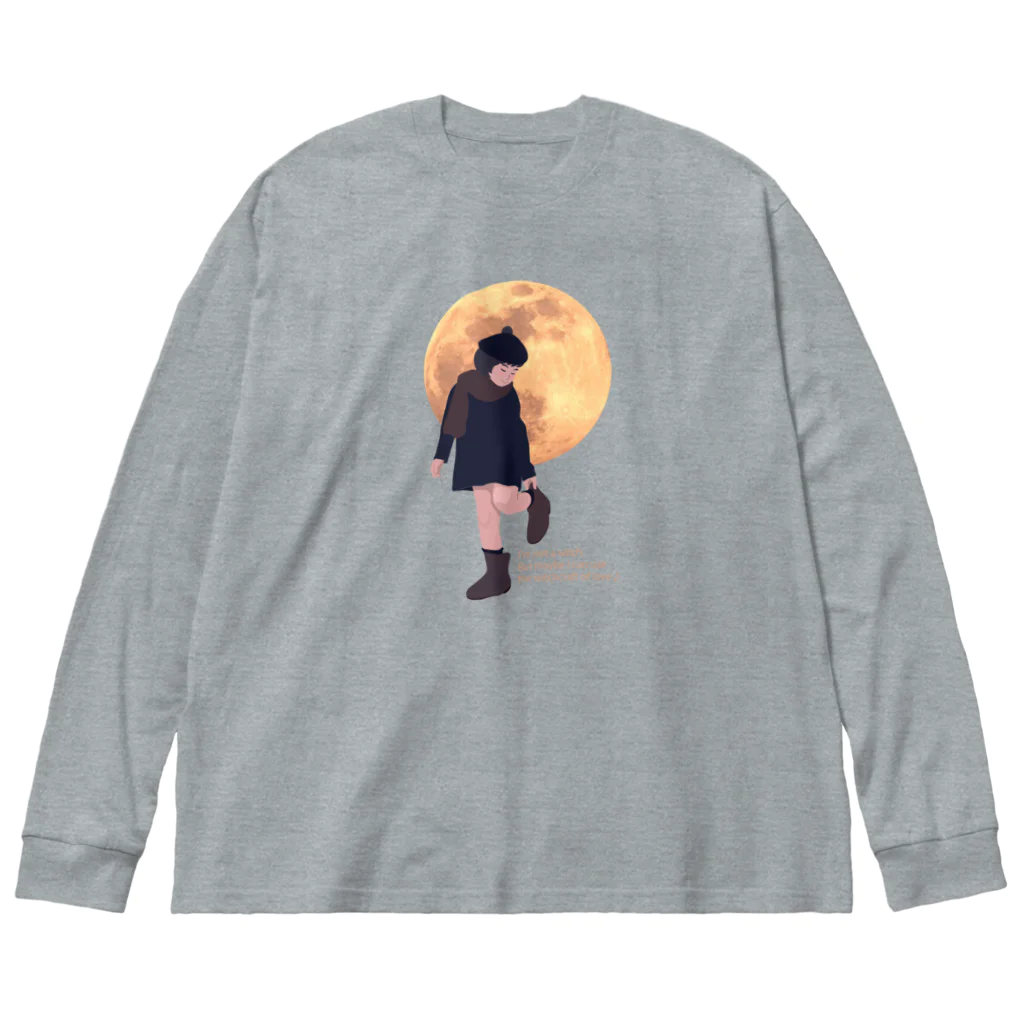 キッズモード某の月と黒ワンピの女の子 Big Long Sleeve T-Shirt