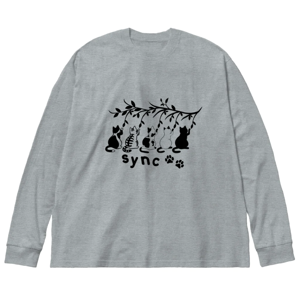 MegSan's free design🌷のシンクロにゃんこ ビッグシルエットロングスリーブTシャツ