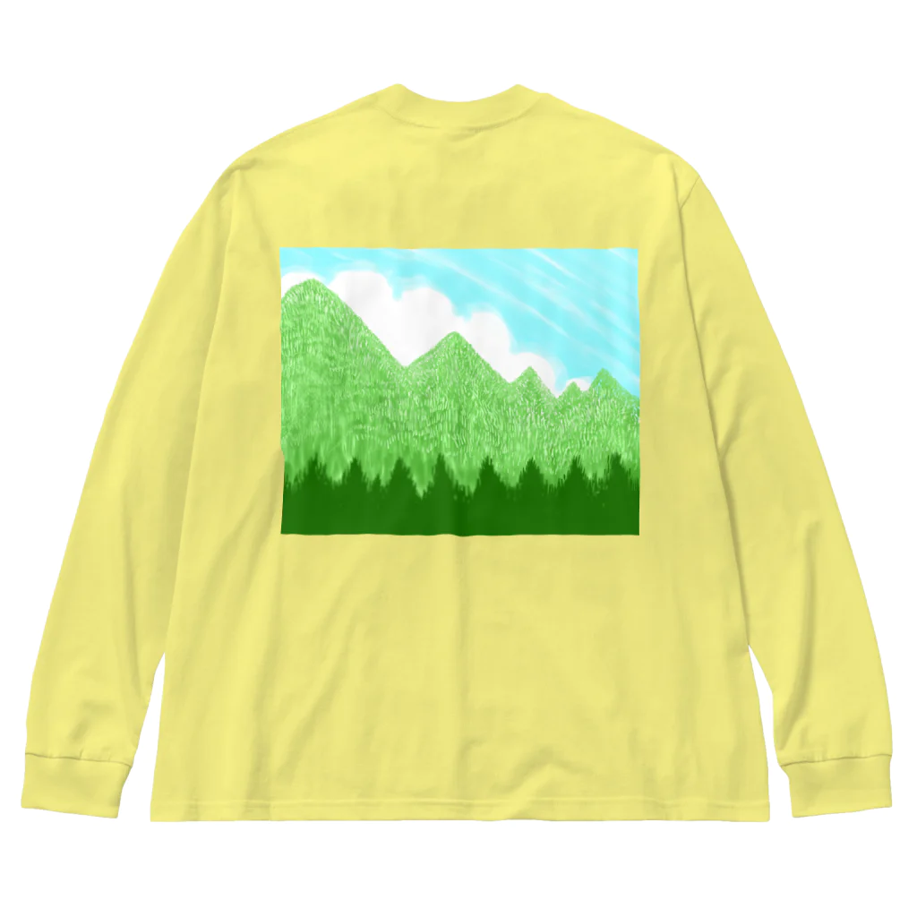 ✨🌈✨ユラクラカン🇯🇵 ✨🌈✨の☁️青空と雲☁️と青い山脈🗻ズ ビッグシルエットロングスリーブTシャツ