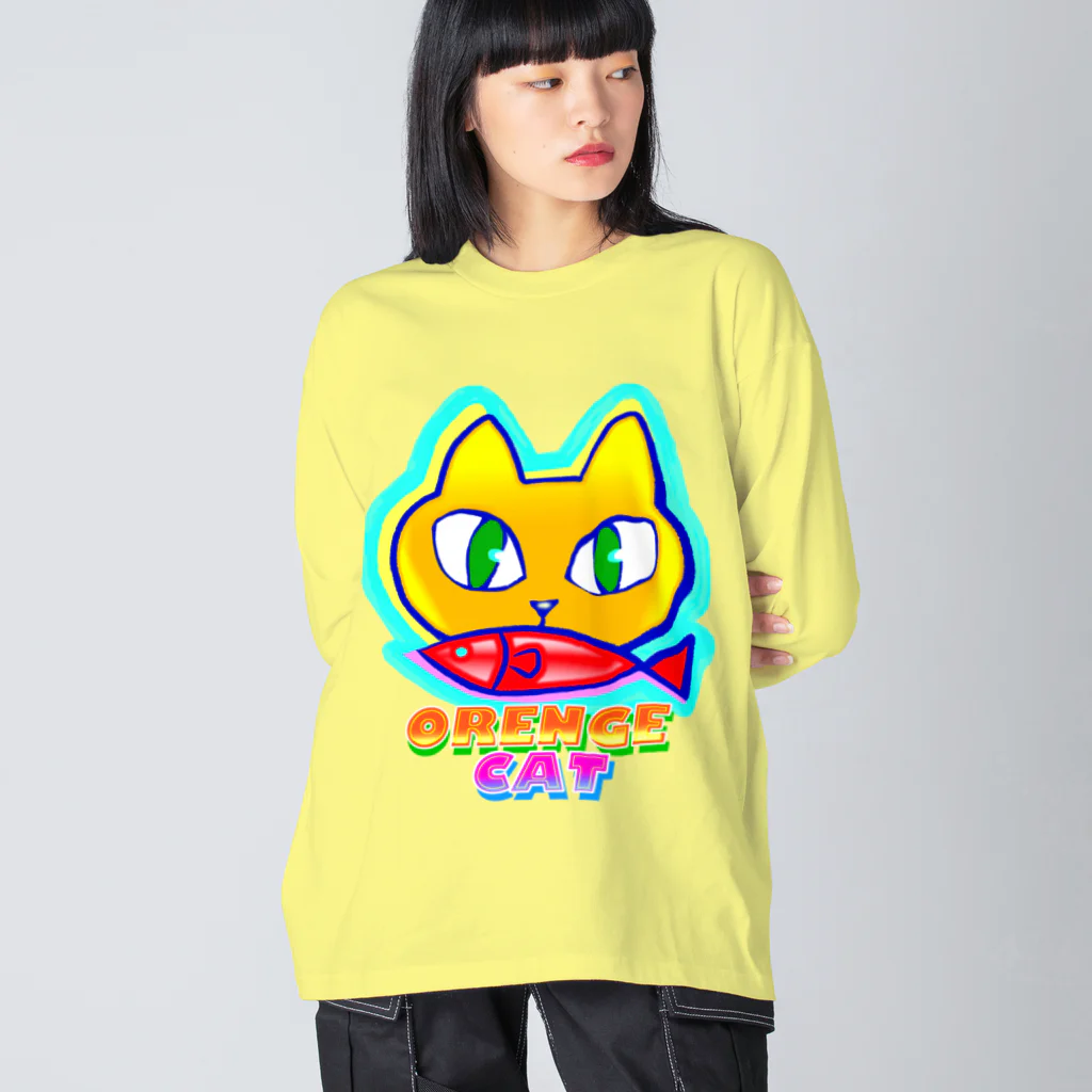 ✨🌈✨ユラクラカン🇯🇵 ✨🌈✨の🍊🐈 オレンジキャット🍊🐈　ライト Big Long Sleeve T-Shirt