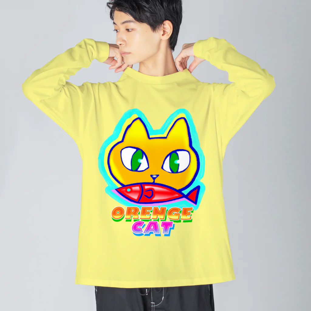 ✨🌈✨ユラクラカン🇯🇵 ✨🌈✨の🍊🐈 オレンジキャット🍊🐈　ライト Big Long Sleeve T-Shirt