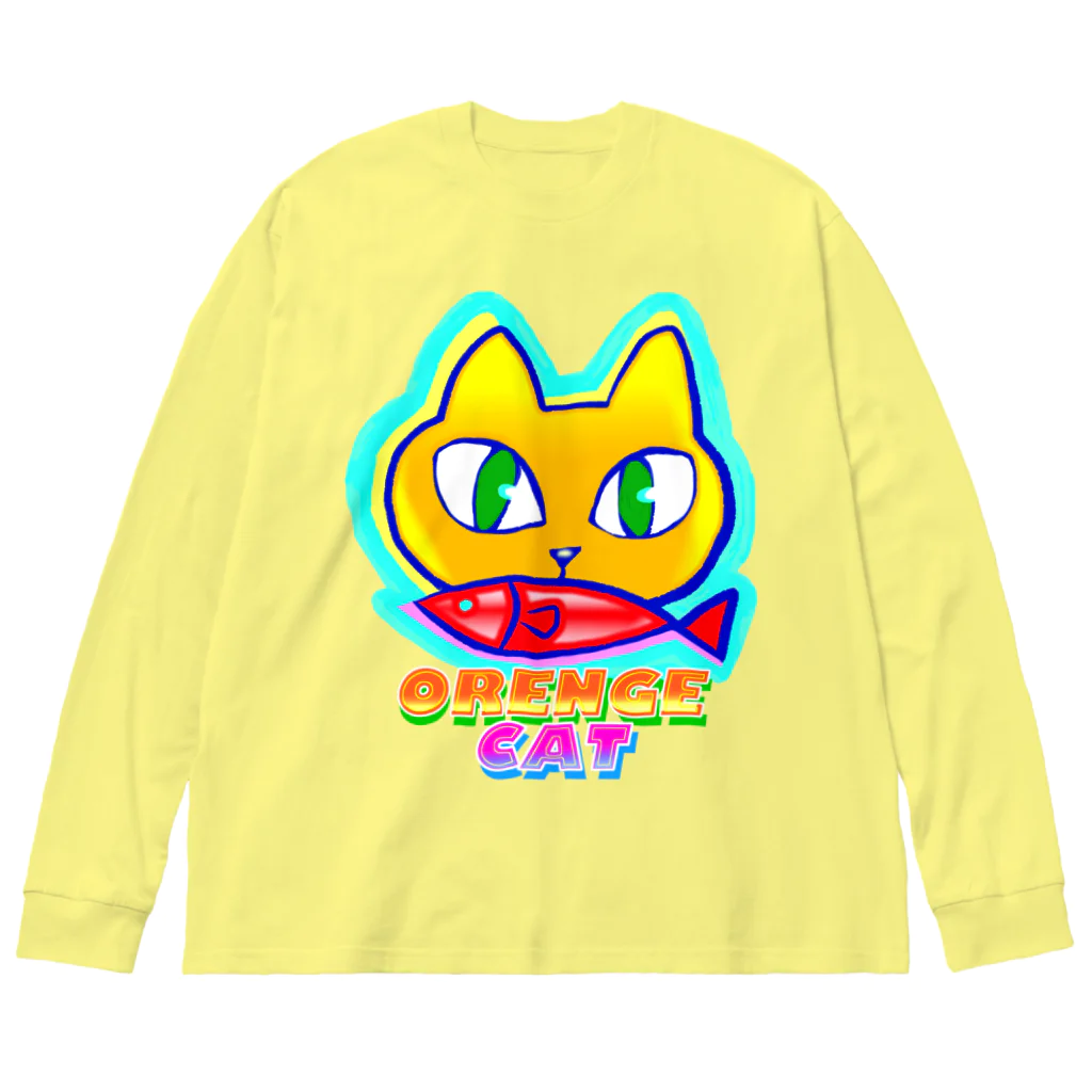 ✨🌈✨ユラクラカン🇯🇵 ✨🌈✨の🍊🐈 オレンジキャット🍊🐈　ライト Big Long Sleeve T-Shirt