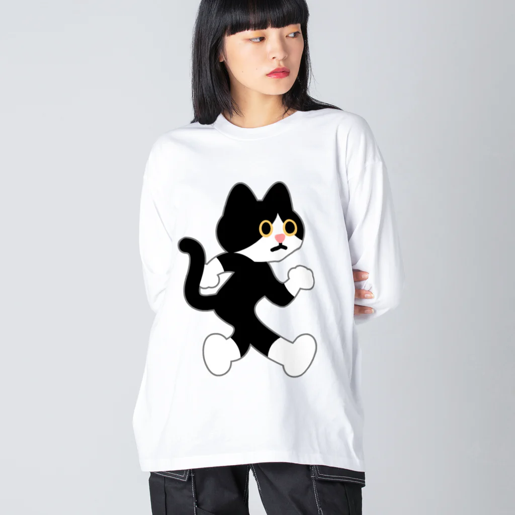 嶌星堂の飛び出し坊や猫 Big Long Sleeve T-Shirt