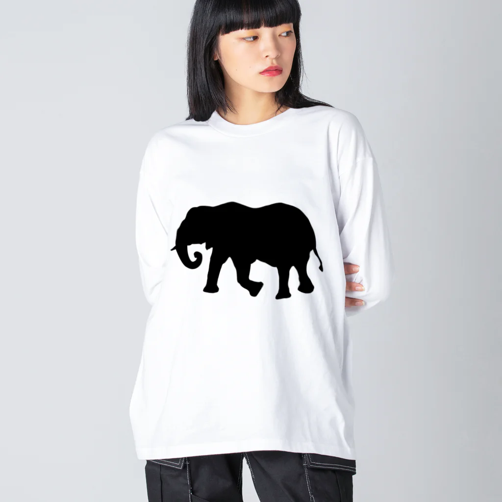 あおぞらのゾウ_BLACK ビッグシルエットロングスリーブTシャツ