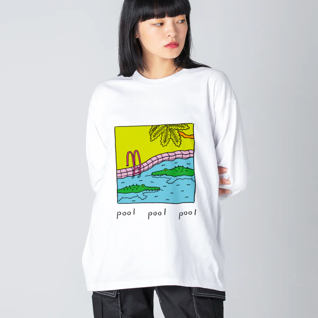 Futakawa Mayuのグッズショップのpool ワニ Big Long Sleeve T-Shirt