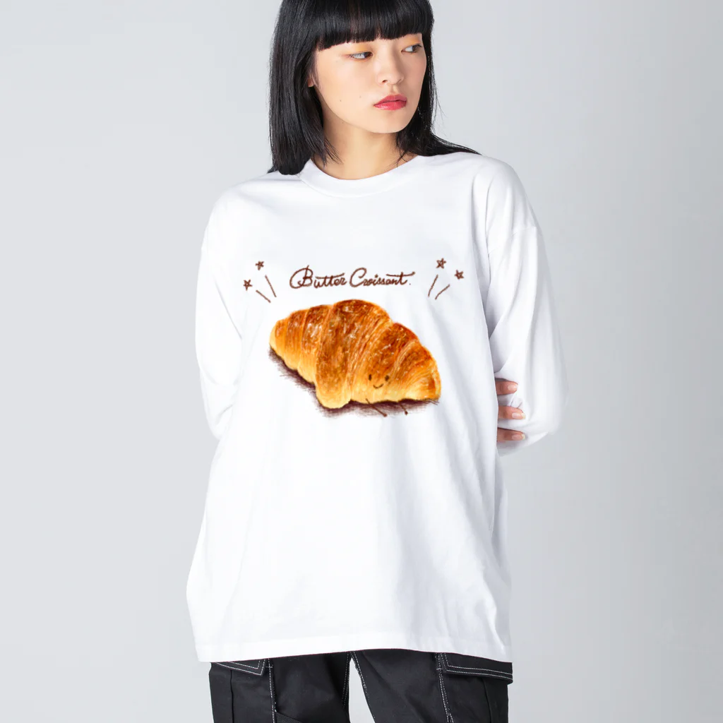 いわさきまゆこ｜食べ物イラストのバタークロワッサン Big Long Sleeve T-Shirt