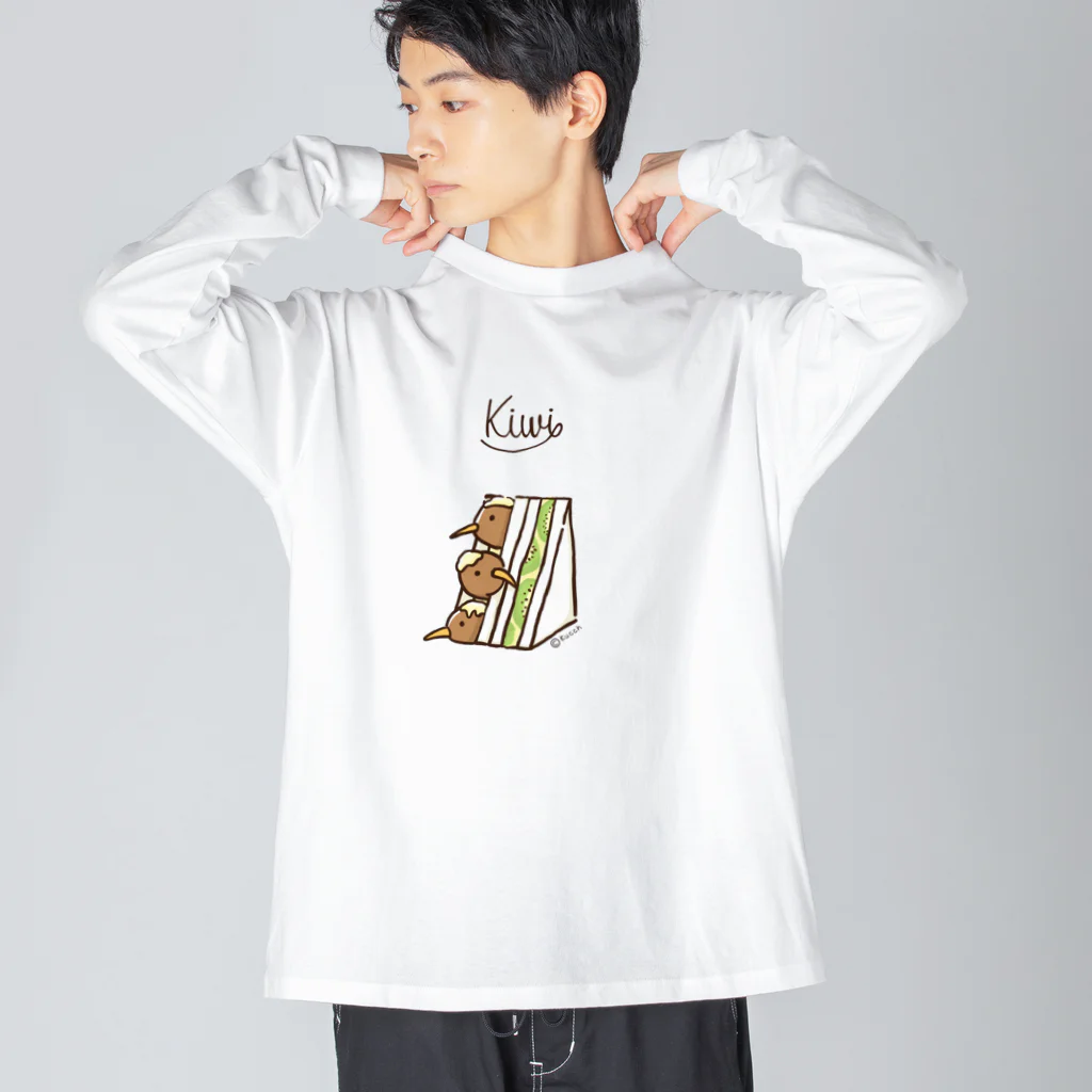 キウイくんのおみせのキウイサンド 루즈핏 롱 슬리브 티셔츠