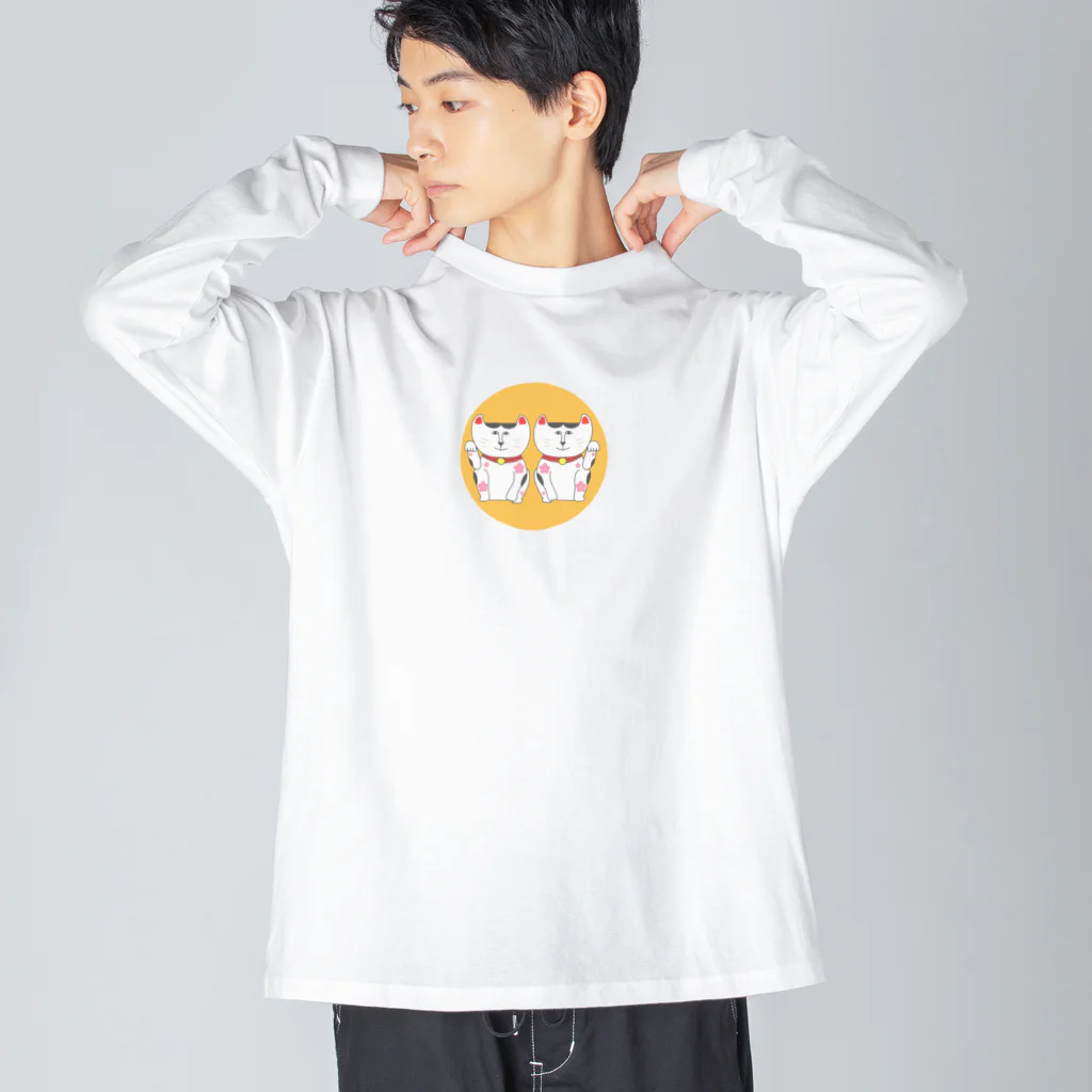 ajitukeのラッキーキャットと月 Big Long Sleeve T-Shirt