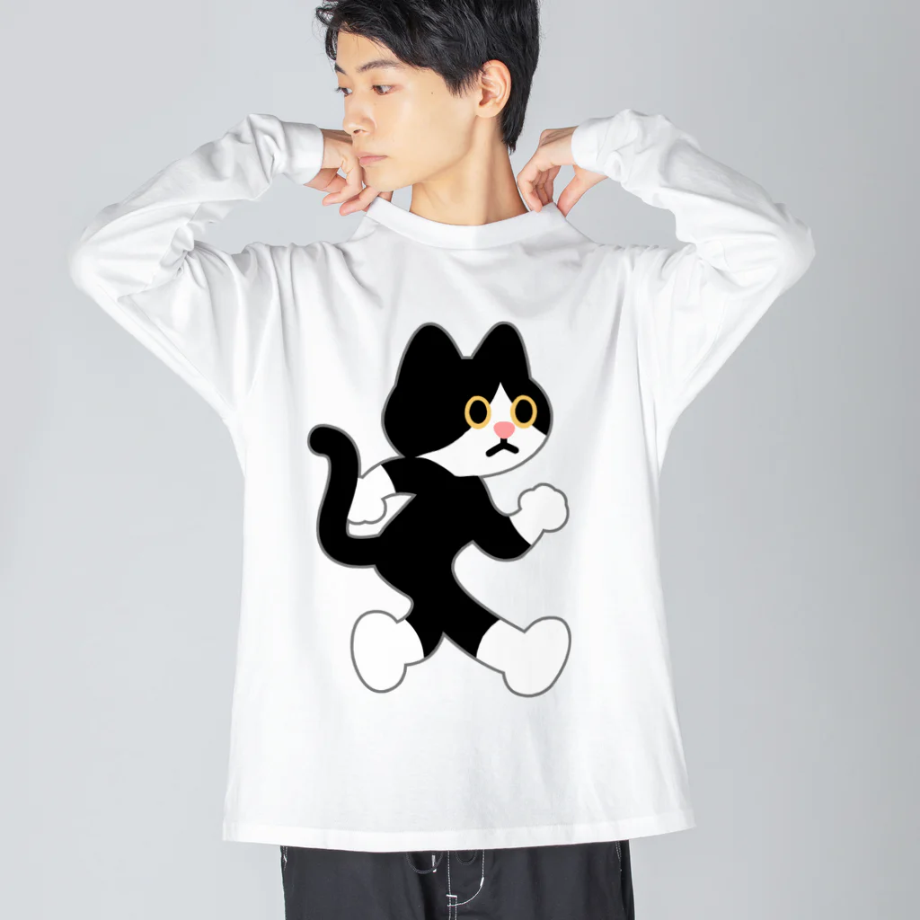 嶌星堂の飛び出し坊や猫 Big Long Sleeve T-Shirt