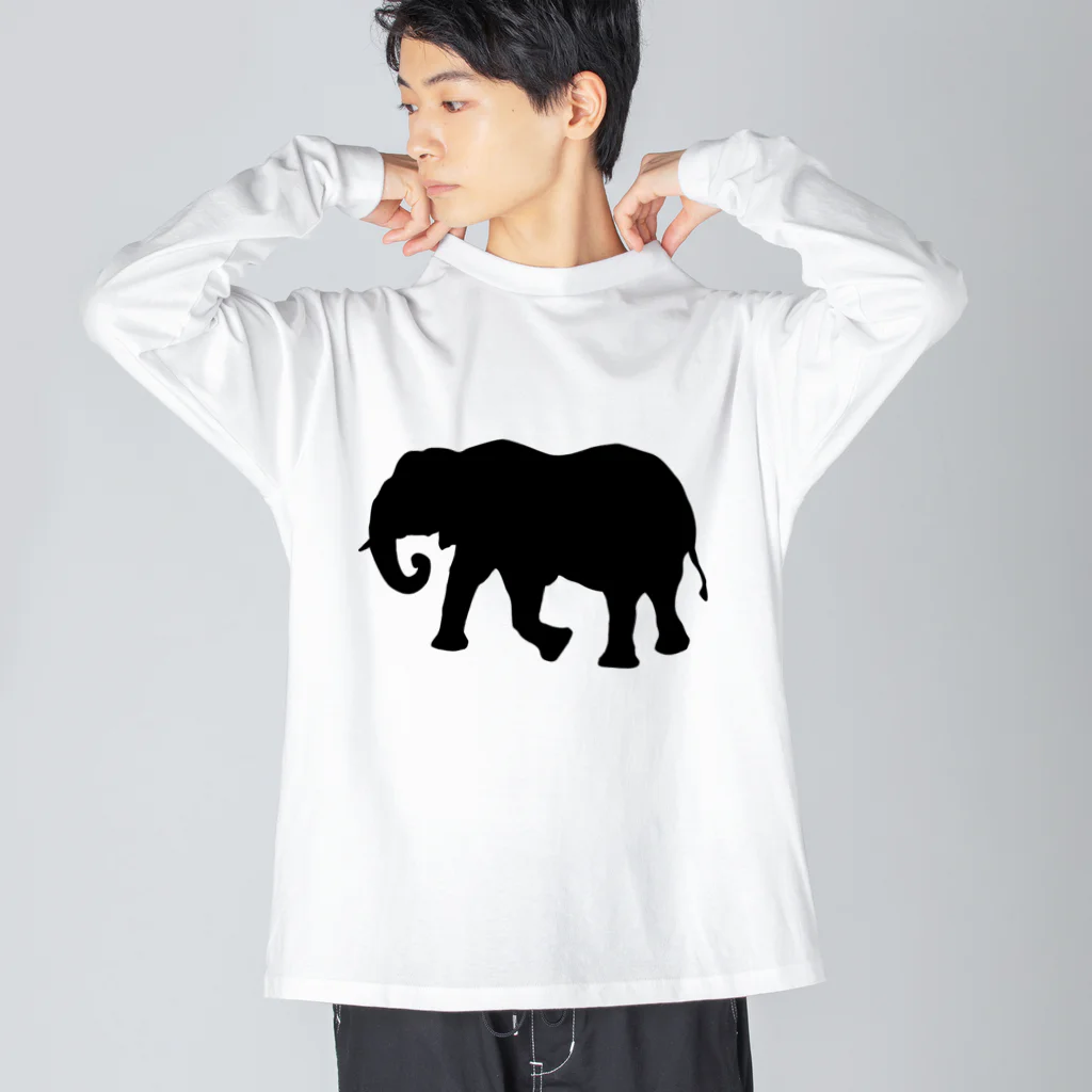 あおぞらのゾウ_BLACK ビッグシルエットロングスリーブTシャツ