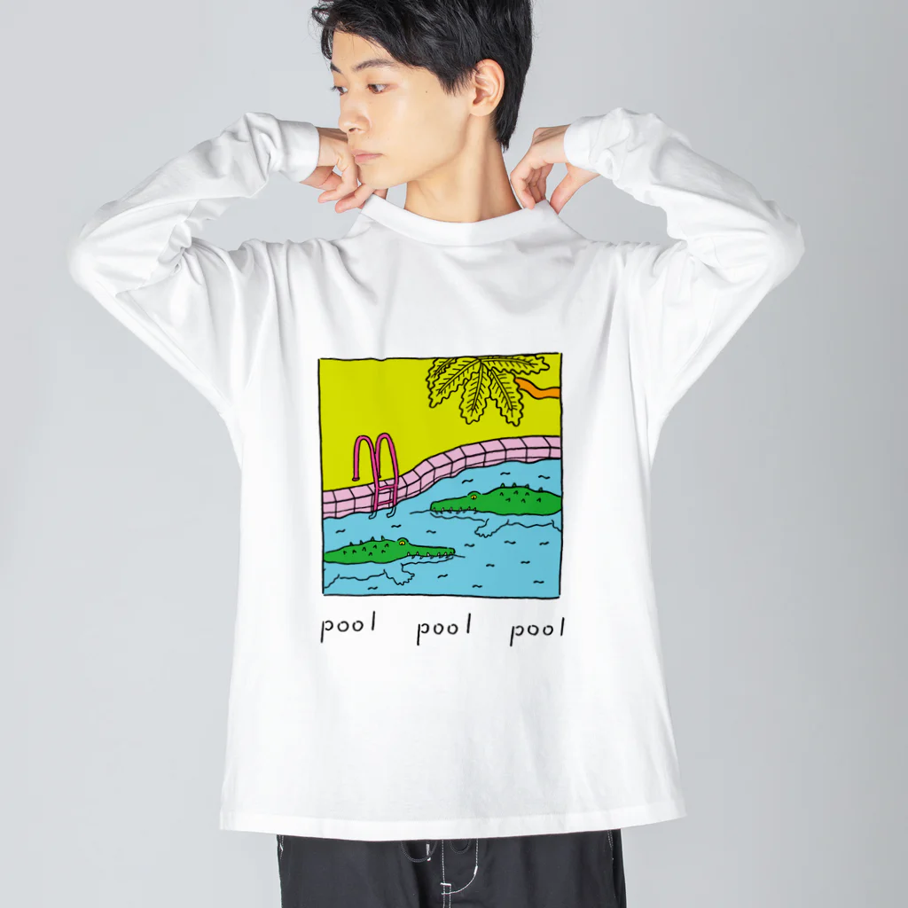 Futakawa Mayuのグッズショップのpool ワニ Big Long Sleeve T-Shirt
