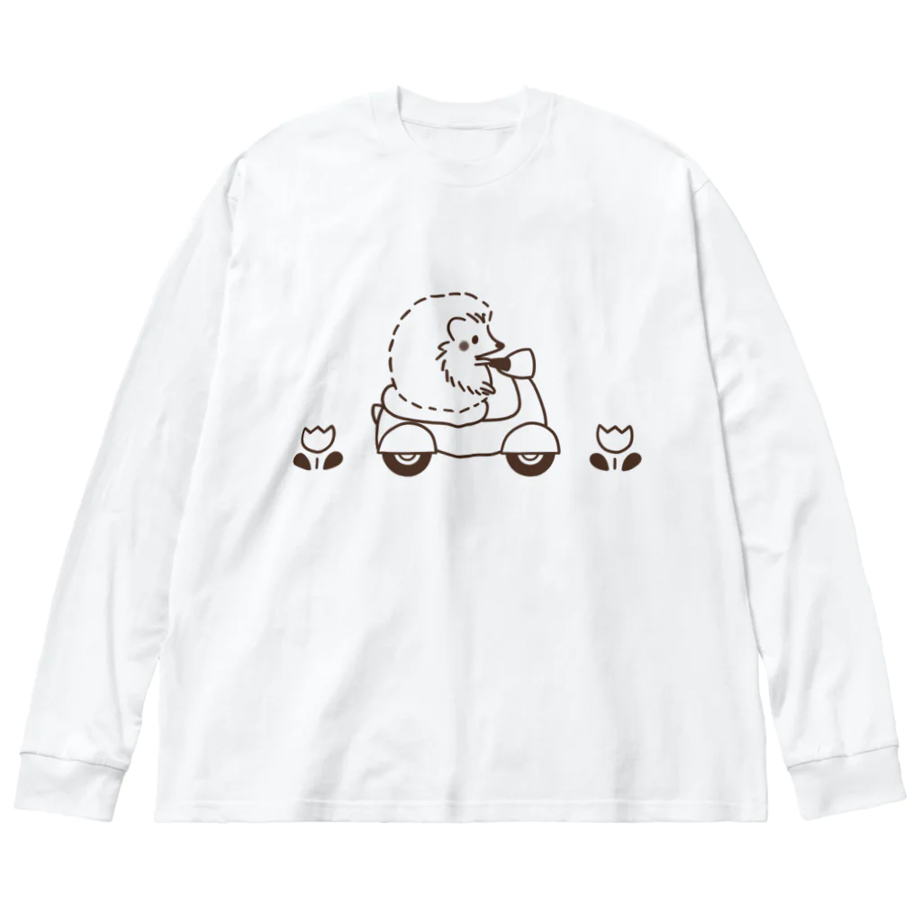 lemonysnow/ハリネズミグッズのハリネズミとバイク ビッグシルエットロングスリーブTシャツ