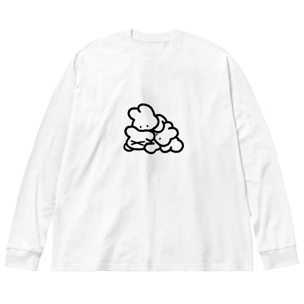 みずしままゆこのぺしょってなった うさちゃん（ぶらっく） ビッグシルエットロングスリーブTシャツ