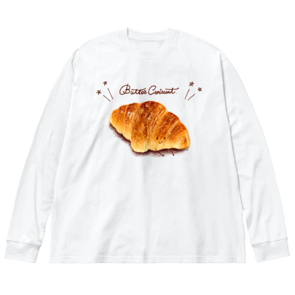 いわさきまゆこ｜食べ物イラストのバタークロワッサン Big Long Sleeve T-Shirt