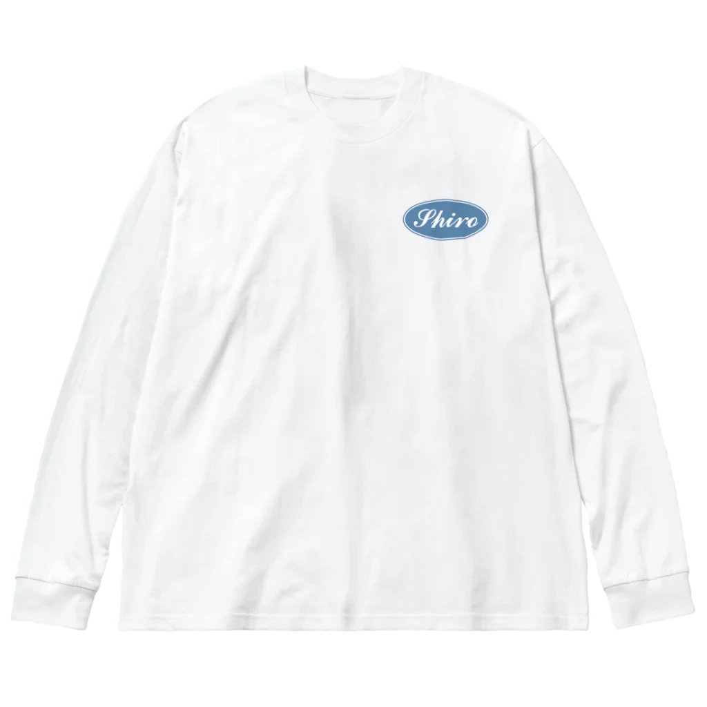 shiroのshiro OVAL LOGO 青 ビッグシルエットロングスリーブTシャツ