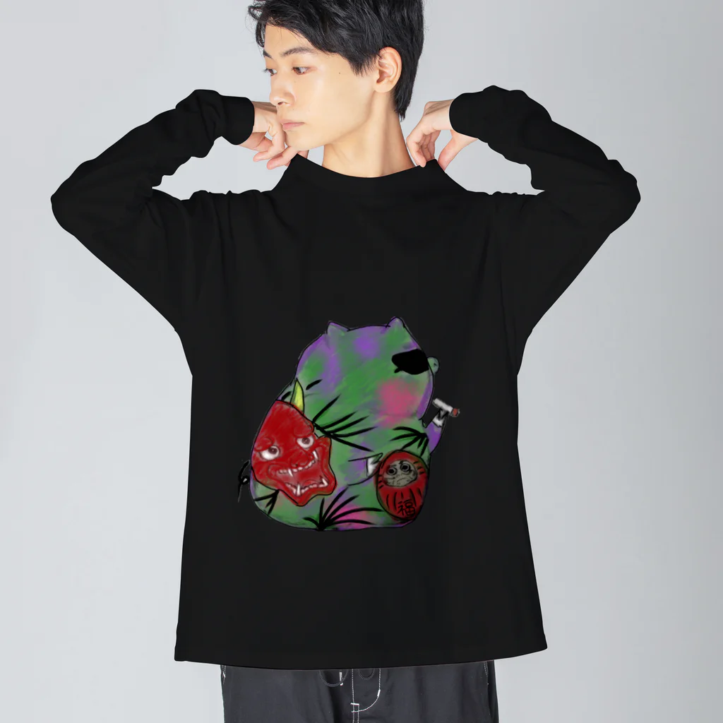 ぶたさんHOUSEの一服豚くん ビッグシルエットロングスリーブTシャツ