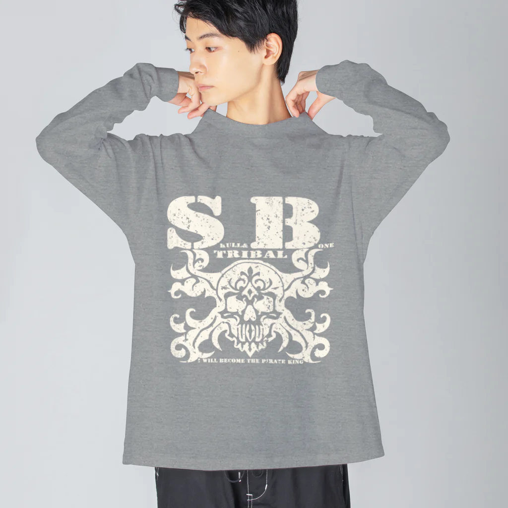 Ａ’ｚｗｏｒｋＳのSKULL&BONE TRIBAL GRUNGE WHT ビッグシルエットロングスリーブTシャツ