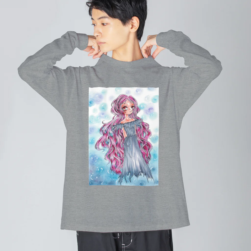 虹色孔雀の魔女。のリボンなしルージュちゃん。 ビッグシルエットロングスリーブTシャツ