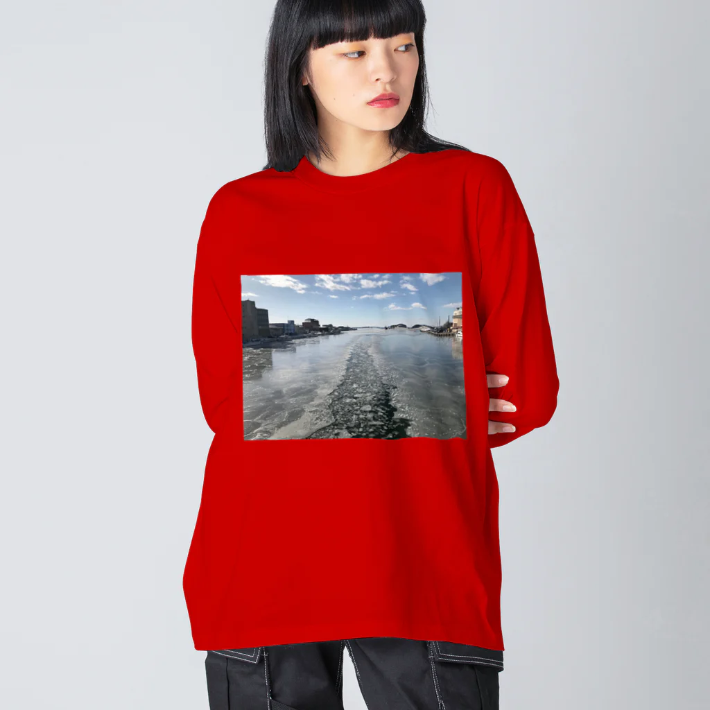 空屋　sorayakusakaの201902111352001　漁船の足跡 ビッグシルエットロングスリーブTシャツ